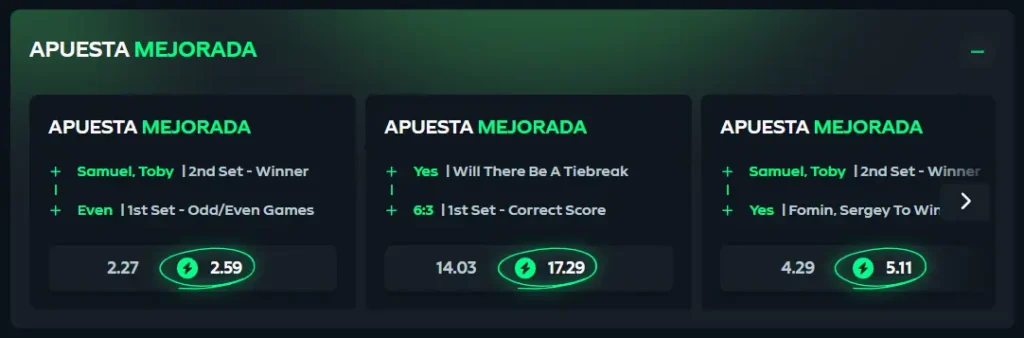 Menú de apuestas en Gamdom sports betting