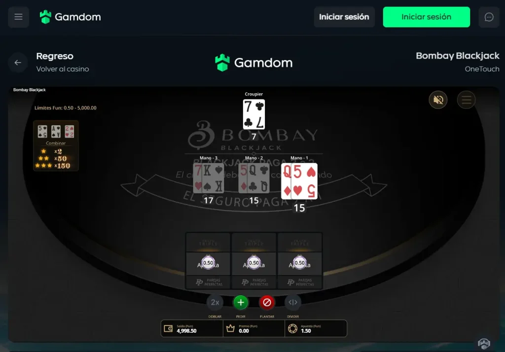 Bombay Blackjack Gamdom Casino juego
