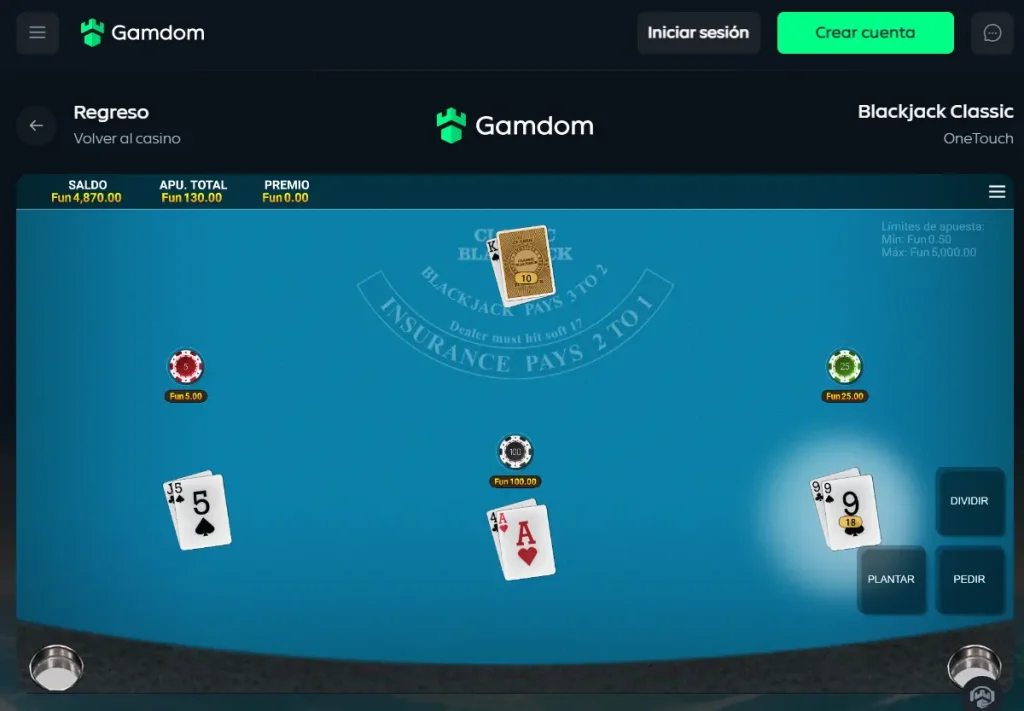 Juegos de mesa en Gamdom Casino