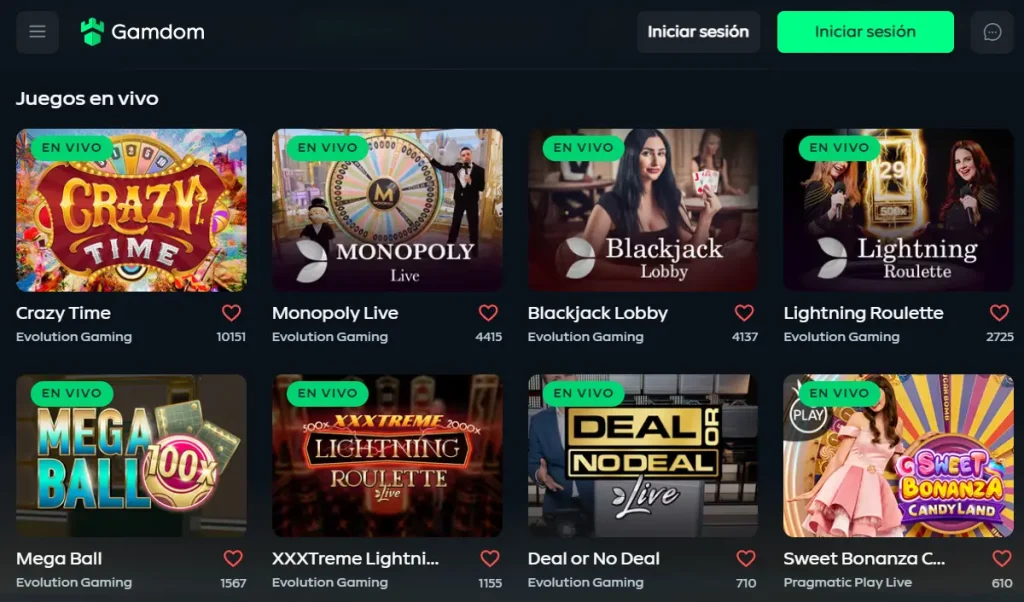 Juegos con crupier en vivo