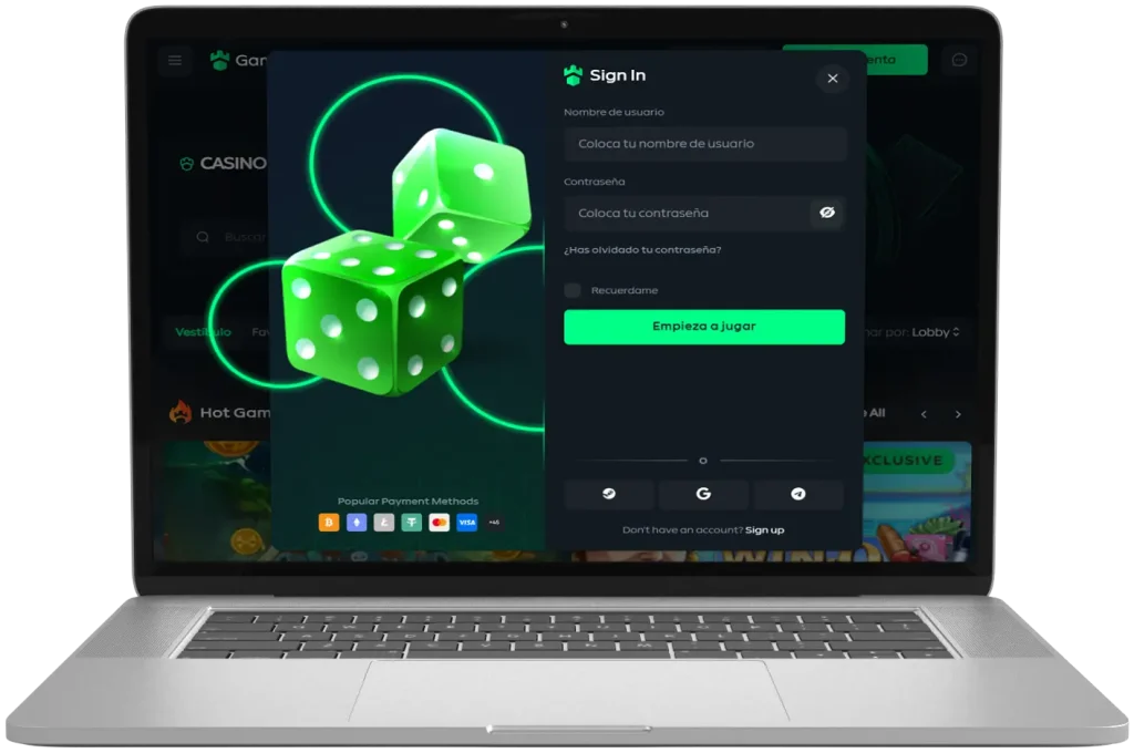 Formulario de Gamdom Casino login
